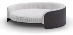 Casa Padrino Luxus Hundebett Dunkelgrau / Grau Ø 75 x H. 25 cm - Hundebett mit Stoffbezug - Moderne Wohnzimmer Möbel - Luxus Qualität