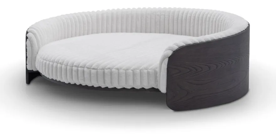 Casa Padrino Luxus Hundebett Dunkelgrau / Grau Ø 75 x H. 25 cm - Hundebett mit Stoffbezug - Moderne Wohnzimmer Möbel - Luxus Qualität
