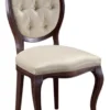 Casa Padrino Luxus Jugendstil Chesterfield Esszimmerstuhl Dunkelbraun / Cremefarben 51 x 44 x H. 99 cm - Barock & Jugendstil Esszimmermöbel