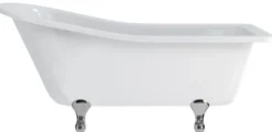 Casa Padrino Luxus Jugendstil Badewanne Weiß / Silber 169 x 73 x H. 77 cm - Freistehende Retro Acryl Badewanne - Nostalgische Retro Badezimmer Möbel