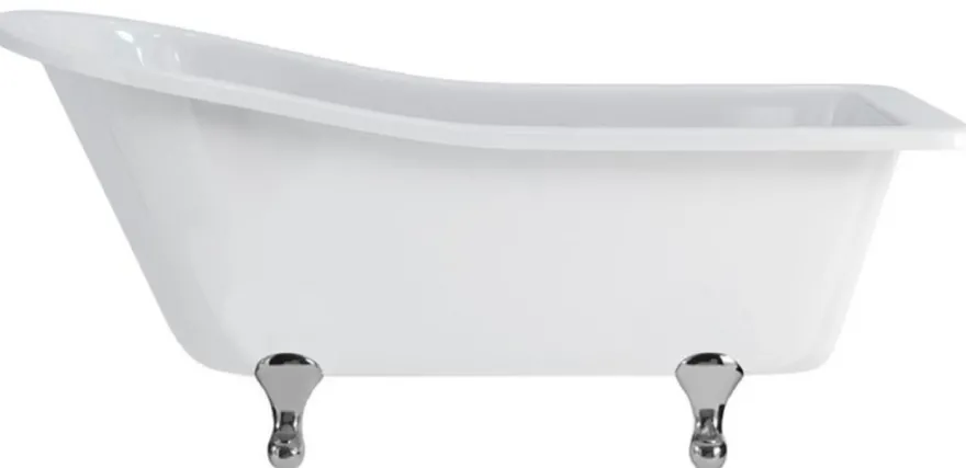 Casa Padrino Luxus Jugendstil Badewanne Weiß / Silber 169 x 73 x H. 77 cm - Freistehende Retro Acryl Badewanne - Nostalgische Retro Badezimmer Möbel