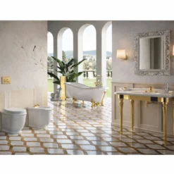 Casa Padrino Luxus Jugendstil Waschtisch Weiß / Gold - Badezimmer Möbel - Made in Italy
