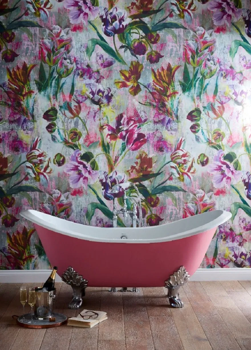 Casa Padrino Luxus Jugendstil Badewanne Rosa / Weiß / Silber 180 x 77 x H. 79 cm - Gebogene freistehende Gusseisen Badewanne - Barock & Jugendstil Badezimmer Möbel