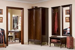Casa Padrino Luxus Jugendstil Schuhschrank Dunkelbraun 80 x 42,5 x H. 48 cm - Kleiner Massivholz Flurschrank - Barock & Jugendstil Garderoben Möbel
