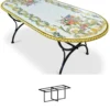 Casa Padrino Luxus Jugendstil Gartentisch Blumenbouquet 200 × 100 cm - Ovaler Esstisch aus handbemaltem Lavastein - Gastronomie Möbel - Made in Italy