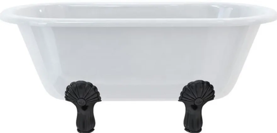 Casa Padrino Luxus Jugendstil Badewanne Weiß / Schwarz 150 x 75 x H. 63,5 cm - Freistehende Retro Acryl Badewanne - Retro Badezimmer Möbel