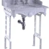 Casa Padrino Luxus Jugendstil Stand Waschtisch Weiß / Weiß mit Marmorplatte, 650 x 575 x 957 mm