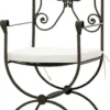 Casa Padrino Luxus Jugendstil Gartenstuhl Set mit Armlehnen und Sitzkissen Braun / Weiß 60 x 44 x H. 97 cm - Handgeschmiedete Esszimmer Stühle - Esszimmer Garten Terrassen Möbel