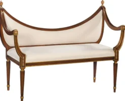 Casa Padrino Luxus Jugendstil Sitzbank Creme / Braun / Gold - Handgefertigte Massivholz Bank - Barock & Jugendstil Wohnzimmer Möbel