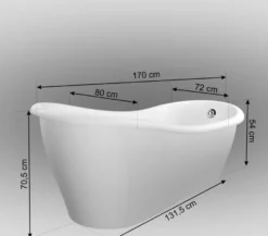 Casa Padrino Luxus Jugendstil Badewanne Weiß 170 x 80 x H. 70,5 cm - Freistehende Retro Antik Badewanne - Badezimmer Möbel