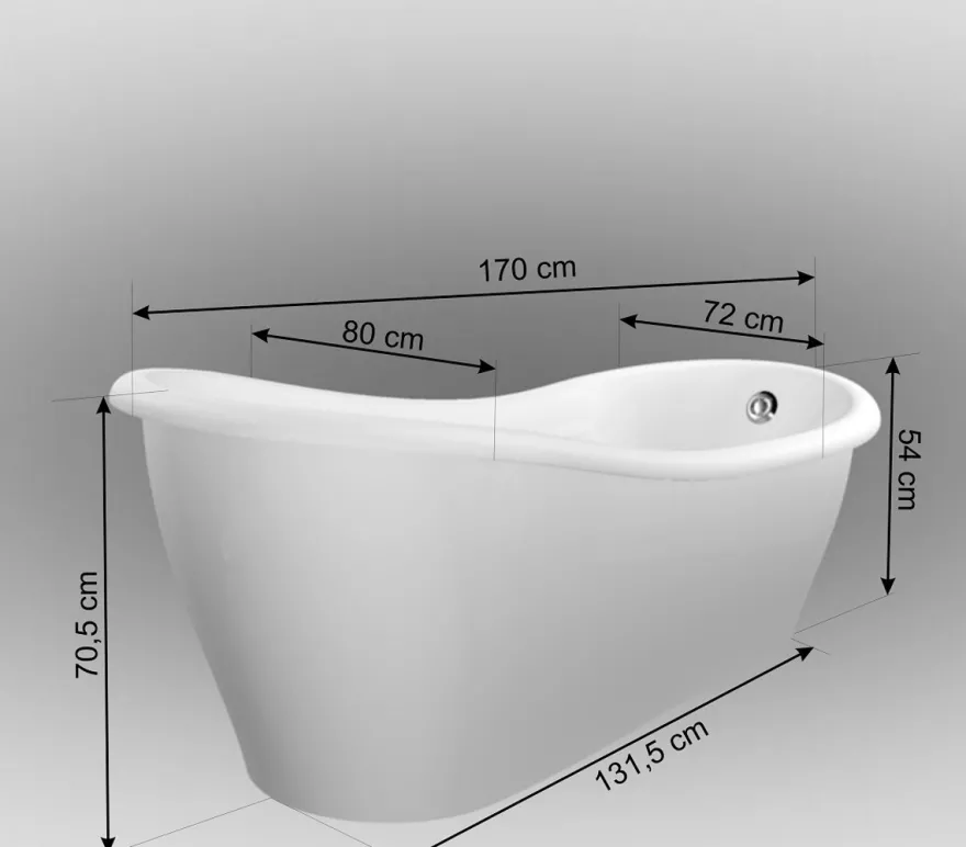 Casa Padrino Luxus Jugendstil Badewanne Weiß 170 x 80 x H. 70,5 cm - Freistehende Retro Antik Badewanne - Badezimmer Möbel
