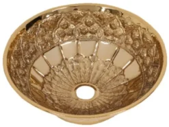 Casa Padrino Luxus Jugendstil Waschbecken Schale Rosegold Ø 41,5 x H. 15,5 cm - Rundes Retro Messing Waschbecken - Badezimmer Accessoires - Luxus Jugendstil Badezimmer Zubehör