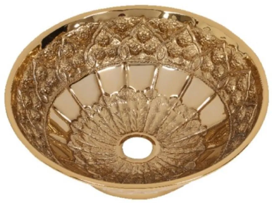 Casa Padrino Luxus Jugendstil Waschbecken Schale Rosegold Ø 41,5 x H. 15,5 cm - Rundes Retro Messing Waschbecken - Badezimmer Accessoires - Luxus Jugendstil Badezimmer Zubehör