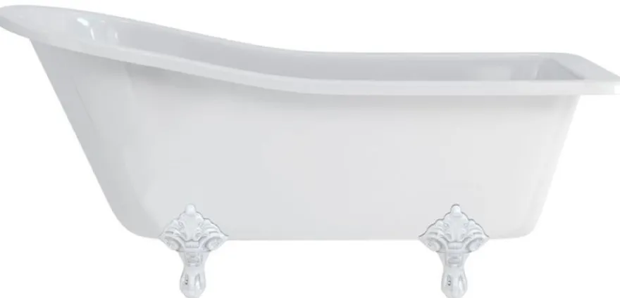 Casa Padrino Luxus Jugendstil Badewanne Weiß / Weiß 169 x 73 x H. 77 cm - Freistehende Retro Acryl Badewanne - Retro Badezimmer Möbel