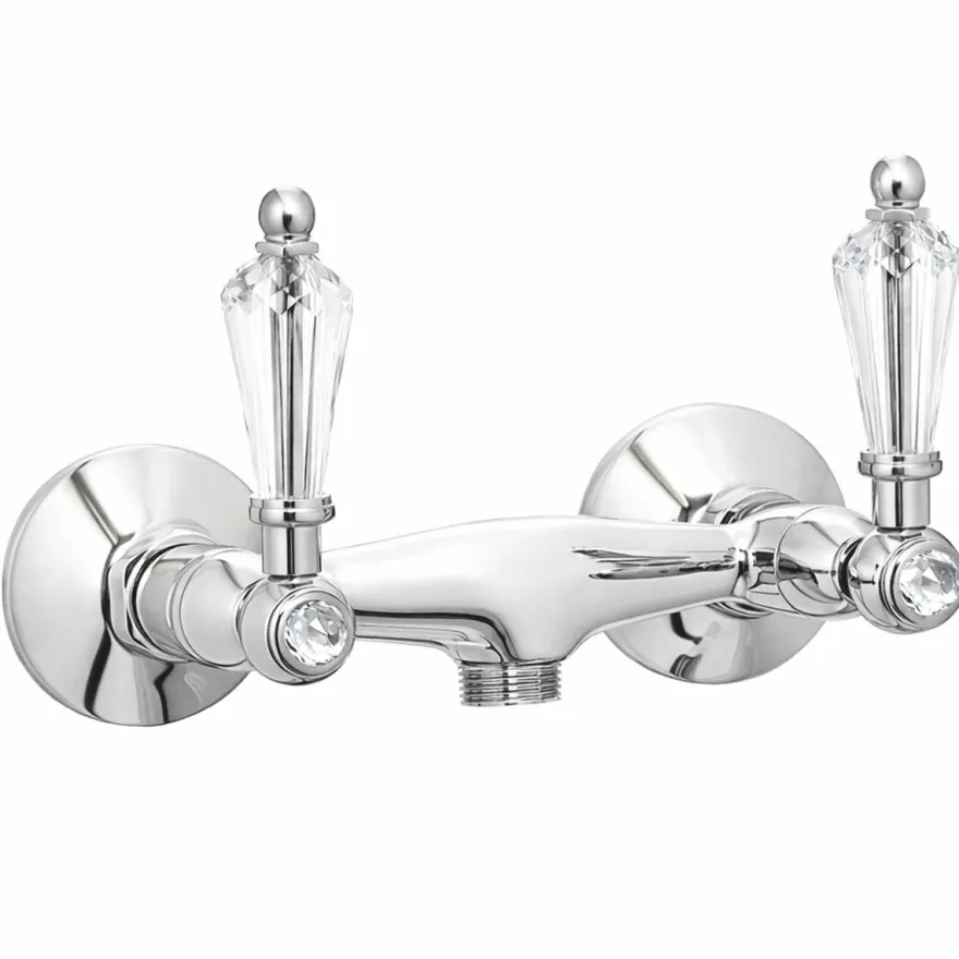 Casa Padrino Luxus Jugendstil Aufputz- Brausebatterie mit Kristallglas Silber - Made in Italy