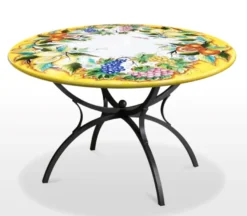 Casa Padrino Luxus Jugendstil Gartentisch Trauben und Früchte Ø 120 cm - Runder Esstisch aus handbemaltem Lavastein - Gastronomie Möbel - Made in Italy