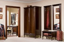 Casa Padrino Luxus Jugendstil Schlafzimmerschrank Dunkelbraun 114,5 x 60 x H. 206 cm - Massivholz Kleiderschrank mit 2 Türen - Barock & Jugendstil Schlafzimmer Möbel