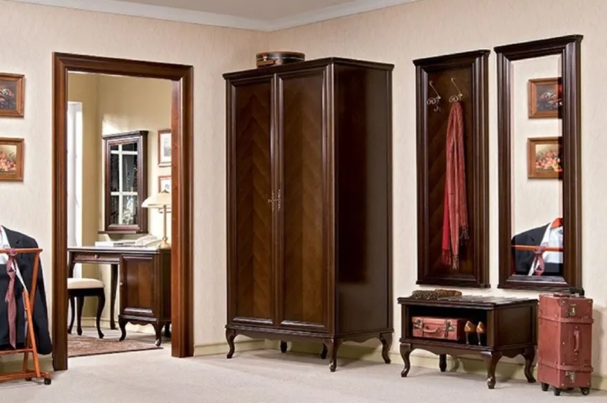 Casa Padrino Luxus Jugendstil Schlafzimmerschrank Dunkelbraun 114,5 x 60 x H. 206 cm - Massivholz Kleiderschrank mit 2 Türen - Barock & Jugendstil Schlafzimmer Möbel