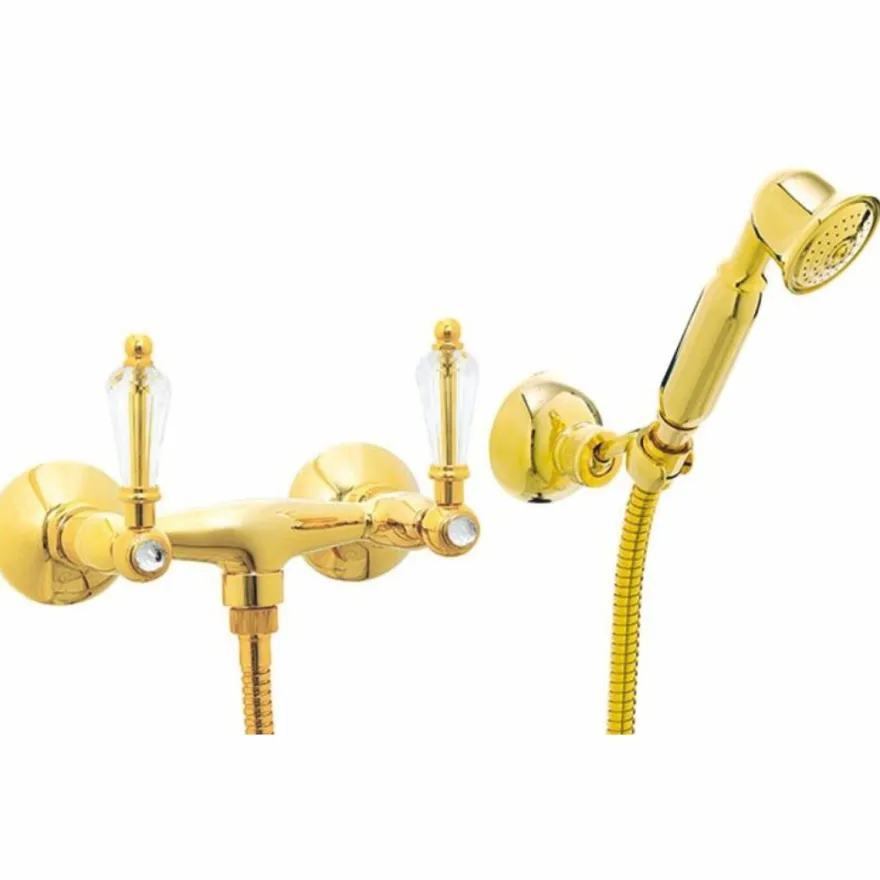Casa Padrino Luxus Jugendstil Aufputz- Brausebatterie mit Handbrause Gold - Made in Italy