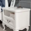 Casa Padrino Luxus Jugendstil Nachtkommode Weiß 64 x 42,5 x H. 63,1 cm - Eleganter Massivholz Nachttisch mit Schublade - Barock & Jugendstil Schlafzimmer Möbel