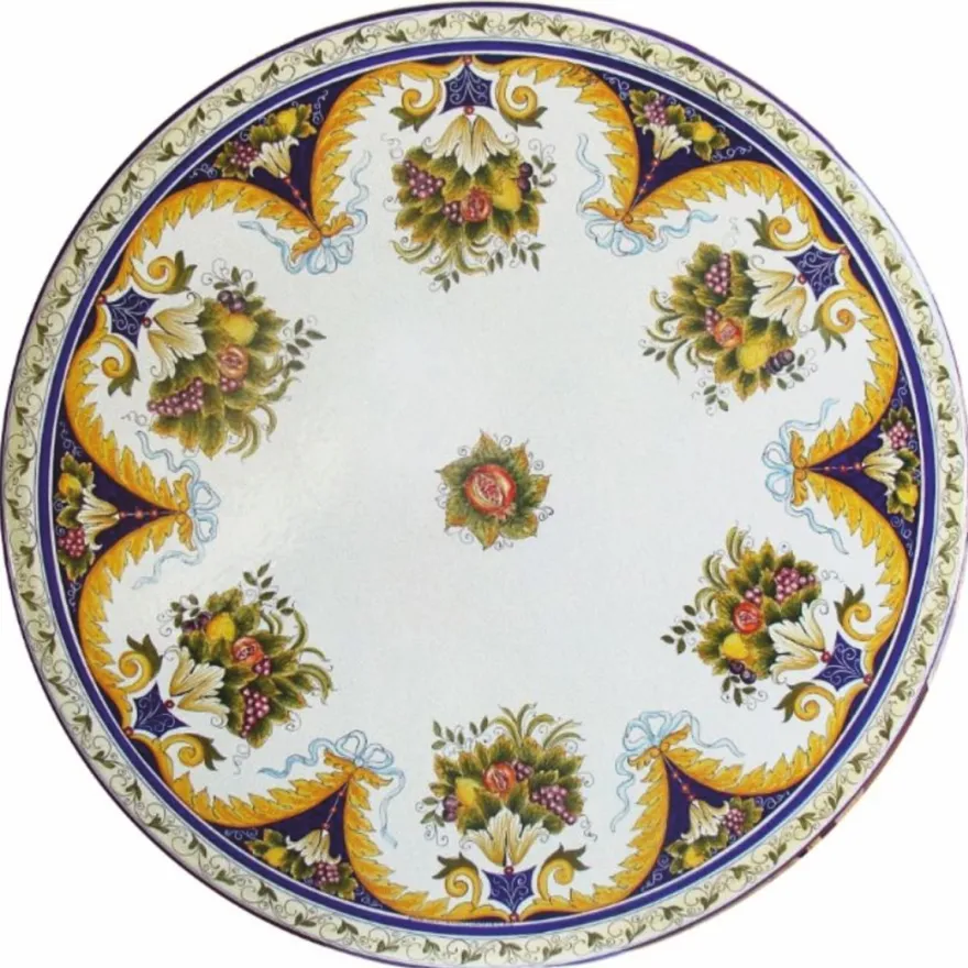 Casa Padrino Luxus Jugendstil Esstisch Weiß / Bunt / Schwarz Ø 140 cm - Runder Gartentisch - Gastronomie & Garten Möbel - Made in Italy