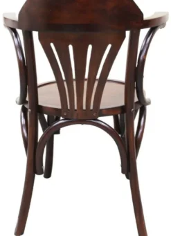 Casa Padrino Luxus Jugendstil Mahagoni Esszimmer Stuhl mit Armlehnen Dunkelbraun 59 x 50 x H. 82 cm - Massivholz Küchen Stuhl - Barock & Jugendstil Esszimmer Möbel
