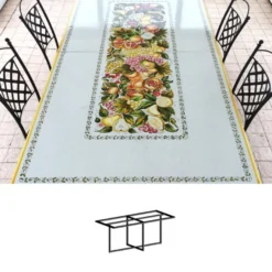 Casa Padrino Luxus Jugendstil Gartentisch Früchtegirlande 250 × 100 cm - Rechteckiger Esstisch aus handbemaltem Lavastein - Gastronomie Möbel - Made in Italy