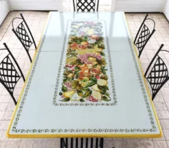 Casa Padrino Luxus Jugendstil Gartentisch Früchtegirlande 250 × 100 cm - Rechteckiger Esstisch aus handbemaltem Lavastein - Gastronomie Möbel - Made in Italy