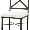 Casa Padrino Luxus Jugendstil Gartenstuhl mit Sitzkissen Schwarz / Weiß 40 x 44 x H. 99 cm - Handgeschmiedeter Esszimmer Stuhl - Esszimmer Garten Terrassen Möbel