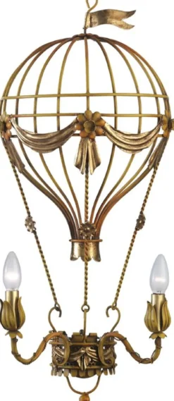 Casa Padrino Luxus Jugendstil Wandleuchte Heißluftballon Rostfarben / Antik Gold 31 x 19 x H. 78 cm - Barock & Jugendstil Wohnzimmer Wandleuchten