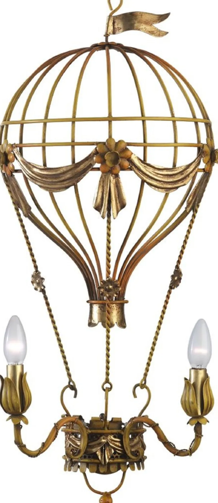 Casa Padrino Luxus Jugendstil Wandleuchte Heißluftballon Rostfarben / Antik Gold 31 x 19 x H. 78 cm - Barock & Jugendstil Wohnzimmer Wandleuchten