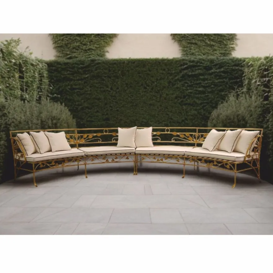 Casa Padrino Luxus Jugendstil Schmiedeeisen Sofa Gold / Creme 435 cm - Hotel & Garten Sofa