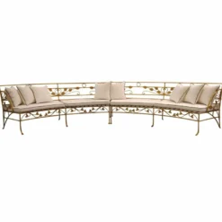 Casa Padrino Luxus Jugendstil Schmiedeeisen Sofa Gold / Creme 435 cm - Hotel & Garten Sofa