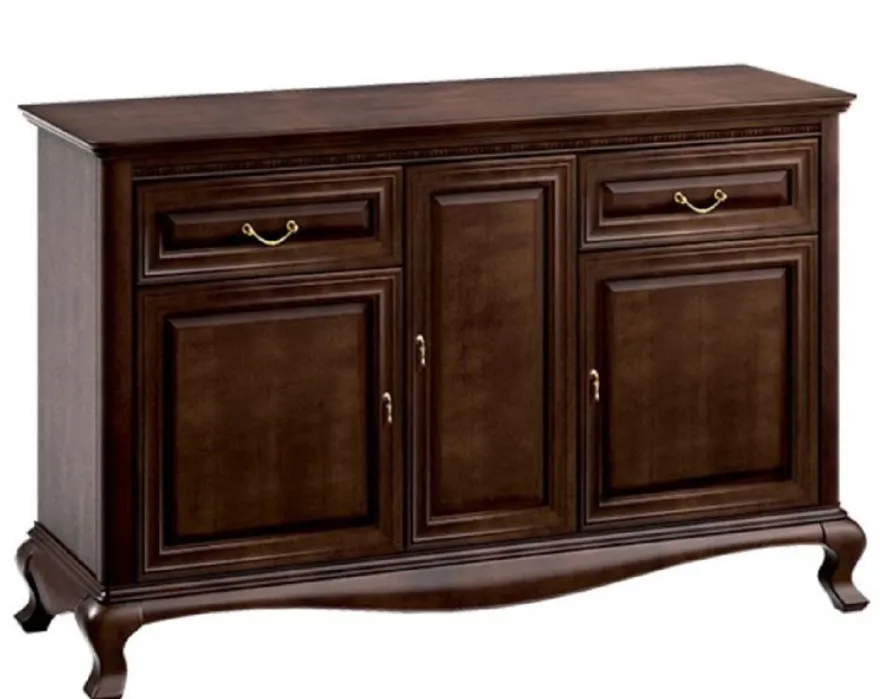 Casa Padrino Luxus Jugendstil Kommode mit 3 Türen und 2 Schubladen Dunkelbraun 148,3 x 45,6 x H. 95 cm - Luxus Qualität