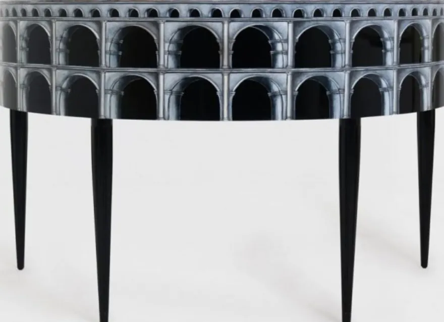 Casa Padrino Luxus Jugendstil Mahagoni Schreibtisch mit 10 Schubladen Schwarz / Silber / Grau / Weiß 144 x 79 x H. 91 cm - Halbrunder Bürotisch - Büromöbel - Luxus Qualität