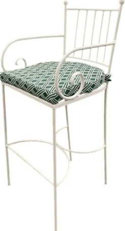 Casa Padrino Luxus Jugendstil Schmiedeeisen Barstuhl mit Armlehnen Weiß / Grün H. 117 cm