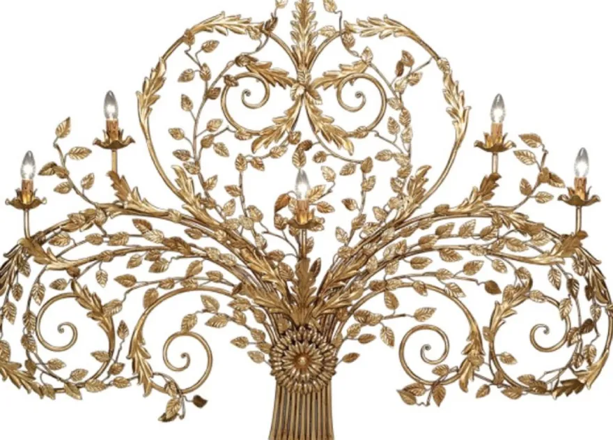 Casa Padrino Luxus Jugendstil Wandleuchte Gold 160 x 20 x H. 110 cm - Elegante Metall Wandlampe - Barock & Jugendstil Wandleuchten