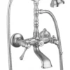 Casa Padrino Luxus Jugendstil Wannenbatterie Serie Milano Chrom mit Handbrause und verstellbarem Wandhalter
