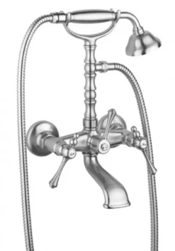Casa Padrino Luxus Jugendstil Wannenbatterie Serie Milano Chrom mit Handbrause und verstellbarem Wandhalter