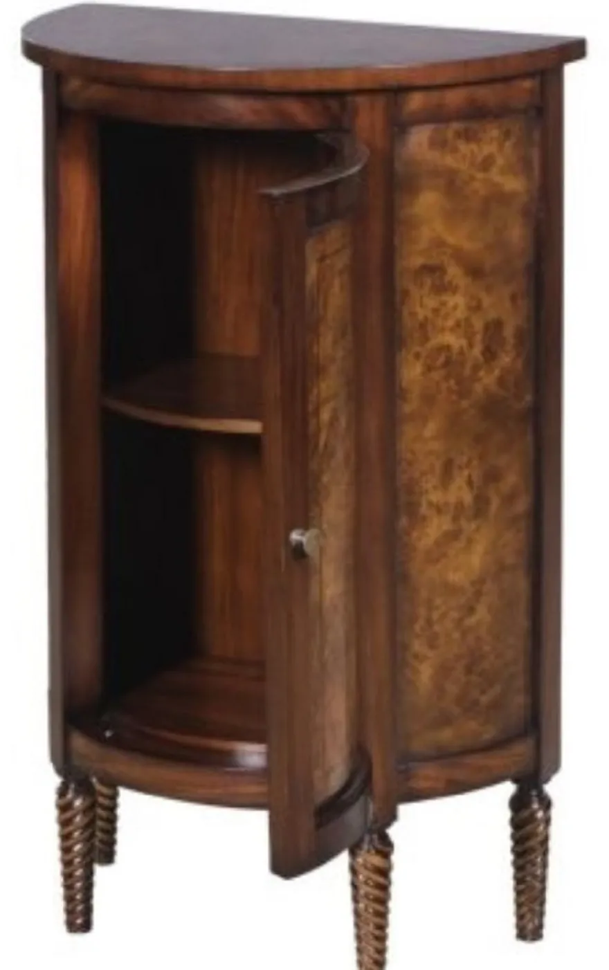 Casa Padrino Luxus Jugendstil Kommode Hellbraun / Braun 51 x 28 x H. 82 cm - Kleiner Halbrunder Schrank mit Tür