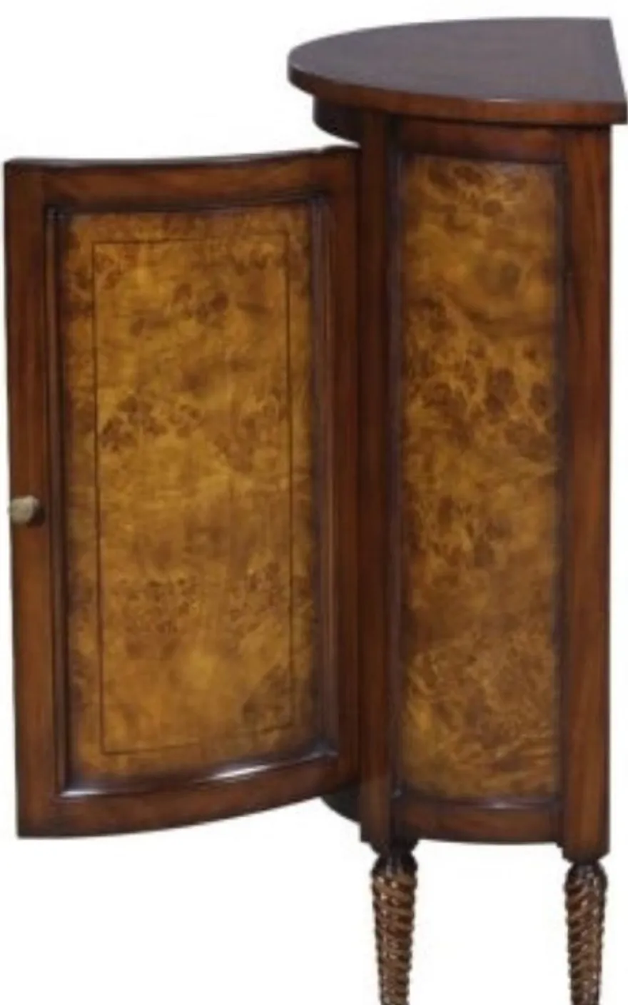 Casa Padrino Luxus Jugendstil Kommode Hellbraun / Braun 51 x 28 x H. 82 cm - Kleiner Halbrunder Schrank mit Tür