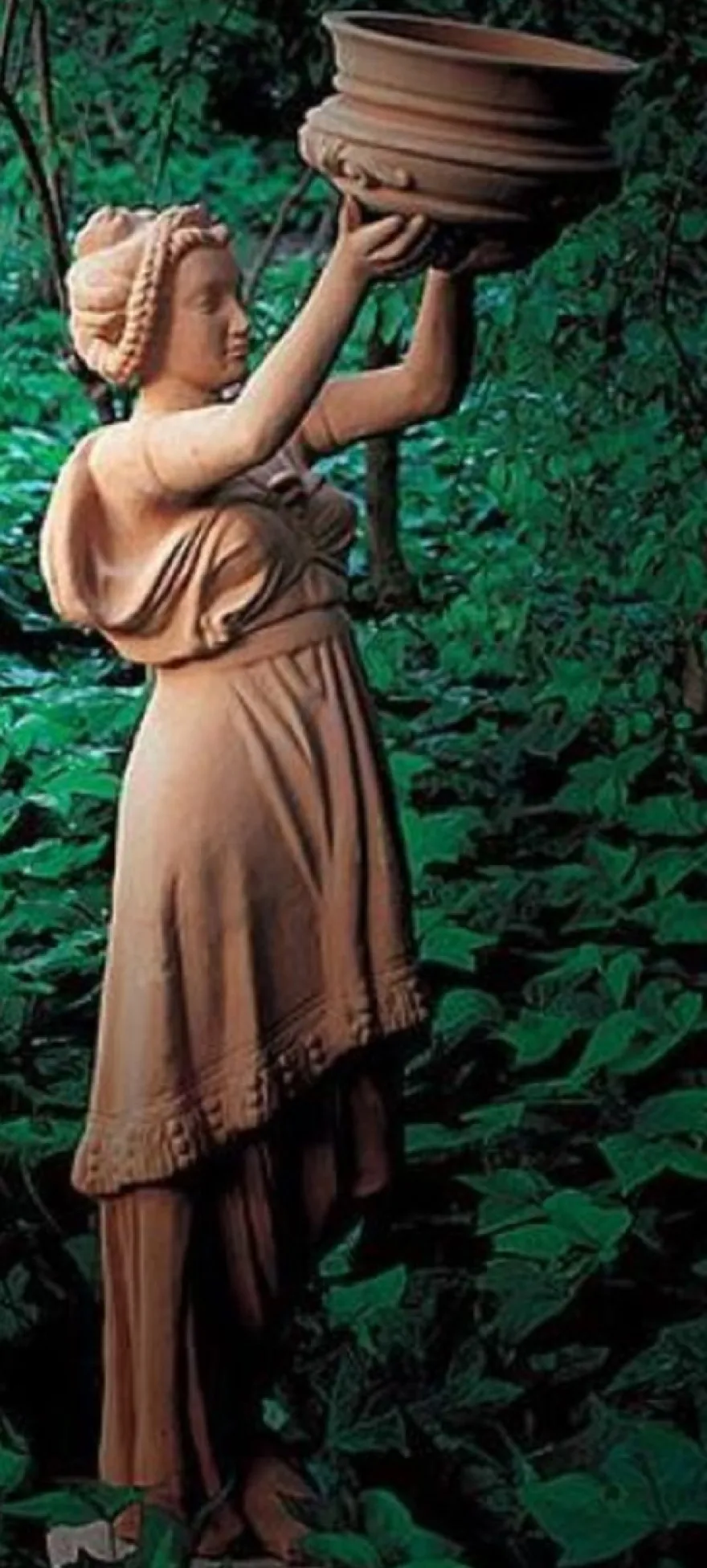 Casa Padrino Luxus Jugendstil Deko Skulptur Frau mit Blumentopf Terracotta H. 140 cm - Prunkvolle Keramik Statue - Handgefertigte Deko Figur - Garten & Terrassen Deko Accessoires
