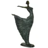 Casa Padrino Luxus Jugendstil Bronze Skulptur Tänzerin Antikgrün Bronze auf Marmorsockel H 63 cm - Bronzefigur - Dekofigur - Deko Accessoires