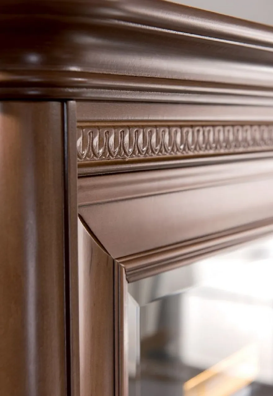 Casa Padrino Luxus Jugendstil Bücherschrank Braun / Cremefarben 222,9 x 46,1 x H. 196,6 cm - Massivholz Schrank mit 2 Schiebetüren - Wohnzimmerschrank - Büroschrank - Barock & Jugendstil Möbel