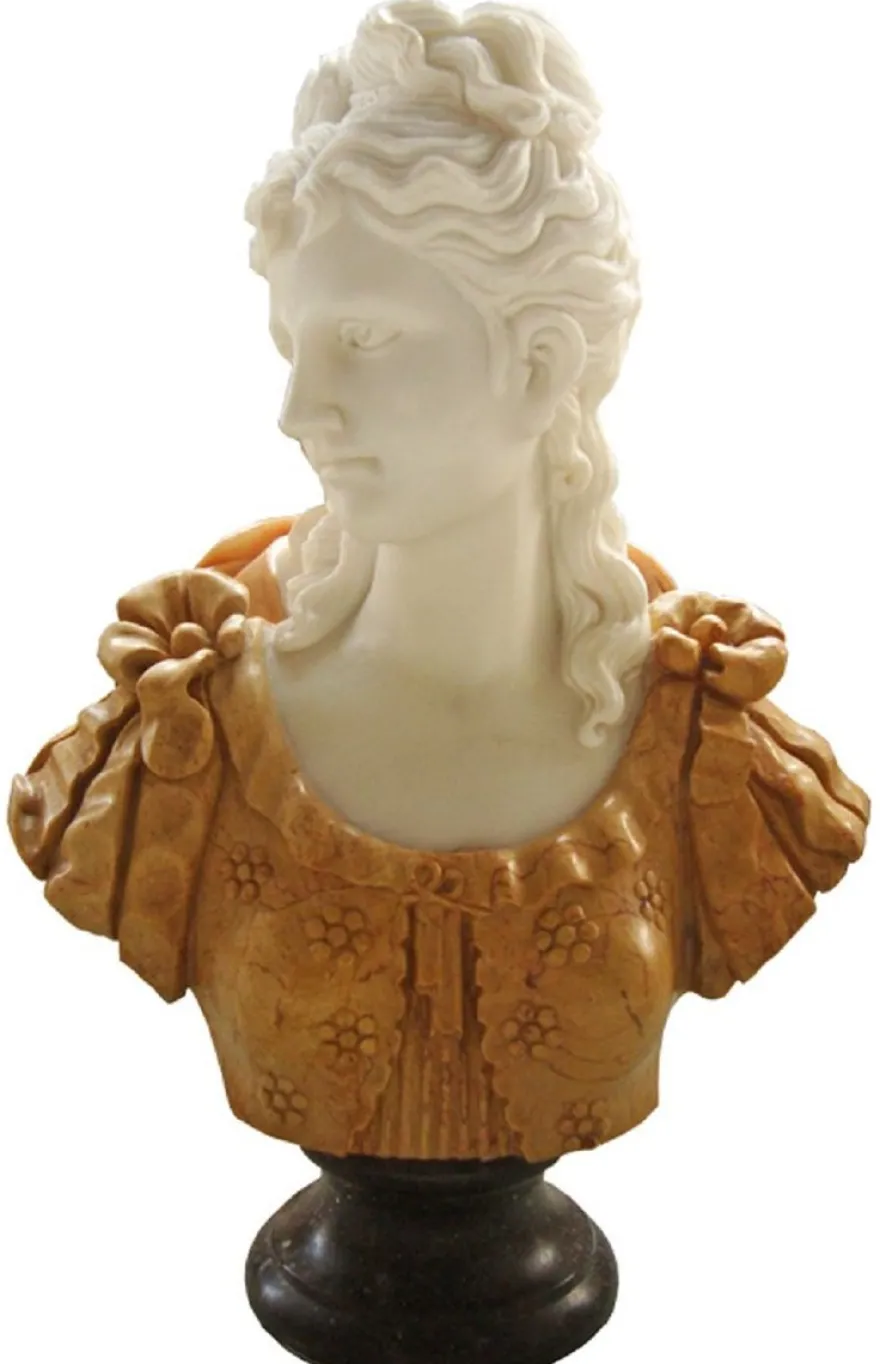 Casa Padrino Luxus Jugendstil Marmor Büste Dame Beige / Weiß H. 65 cm