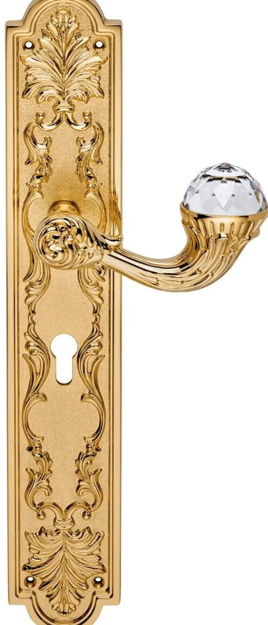 Casa Padrino Luxus Jugendstil Türgriff Set mit Swarovski Kristallglas Gold 16,4 x H. 41,8 cm - Barock & Jugendstil Hotel Accessoires Türklinken