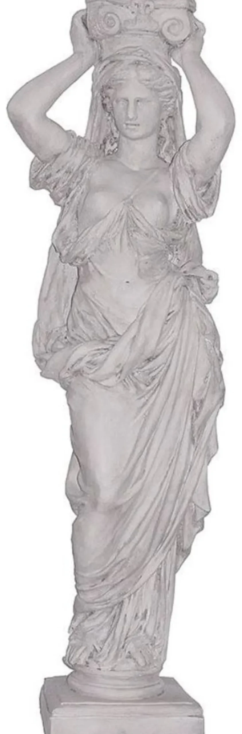 Casa Padrino Luxus Jugendstil Deko Skulptur Dame Grau 46 x 30 x H. 146 cm - Prunkvolle Keramik Statue - Handgefertigte Deko Figur - Garten & Terrassen Deko Accessoires