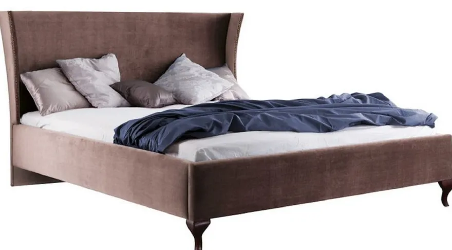 Casa Padrino Luxus Jugendstil Doppelbett Taupe / Dunkelbraun 196,4 x 211 x H. 121 cm - Jugendstil Bett - Barock & Jugendstil Schlafzimmermöbel