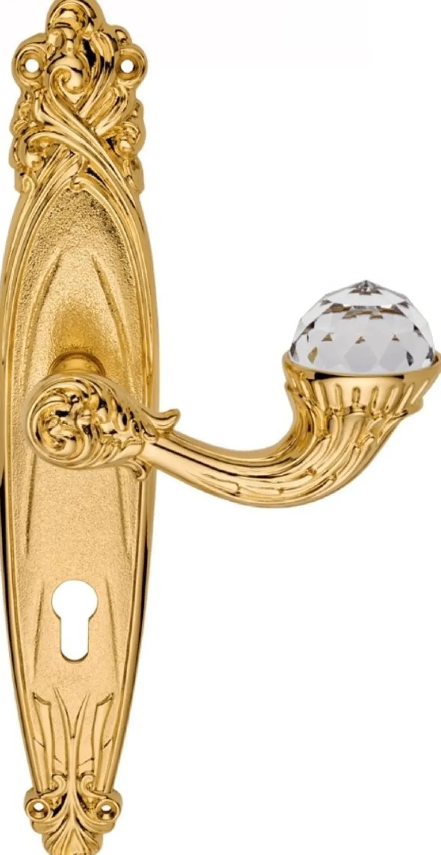 Casa Padrino Luxus Jugendstil Türgriff Set mit Swarovski Kristallglas Gold 15,6 x H. 32,5 cm - Hotel Accessoires