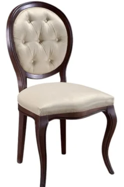 Casa Padrino Luxus Jugendstil Chesterfield Esszimmer Set Dunkelbraun / Cremefarben 51 x 44 x H. 99 cm - 4 Esszimmerstühle - Esszimmermöbel